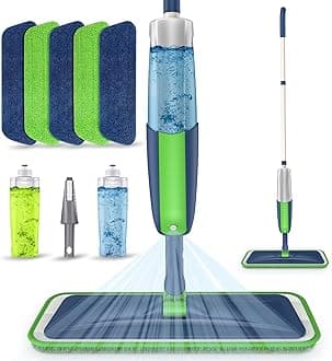 Spray Mops for Cleaning Floors - MEXERRIS Floor Cleaning Mop with 5 Reusable Microfiber Pads 2 Refillable Bottles - Wet Dry Mop Dust Mops for Hardwood Laminate Vinyl Ceramic Tiles Floors Cleaning