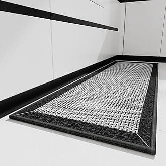 PADOOR Kitchen Mats for Floor, Kitchen Rugs Non Slip Washable, Rubber Backed Kitchen Runner Super Absorbent Long Kitchen Floor Mat Sink Rug, 20”x70” Black