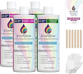 1:1 Ultra Clear Epoxy Resin - Perfect for Craft and Art Jewellery and Mold Making - Non Yellowing and Non-Toxic - Hardening in 12-24 Hours - Odourless - 2000ml