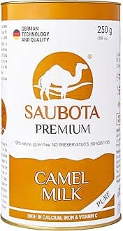SAUBOTA Premium Camel Milk Powder 250g – 100% Natural Camel Milk, Gluten Free, High in Calcium, Iron & Vitamin C, No Preservatives or Additives. Helping Support Strong Bones, Energy levels, and Overall Wellness.