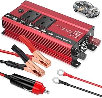 1500w Inverter 12v to 240v,Aluminum Car Power Inverter DC 12v to AC 240v with 2 UK Sockets 4 USB,Car Inverter with LED Display & 8-tier Safety Protection for Travel, Camping