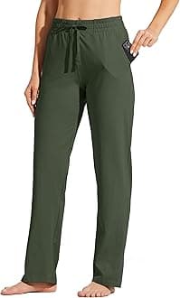 Willit Women's Cotton Sweatpants Open Bottom Yoga Sports Pants Straight Leg Lounge Athletic Pants with Pockets
