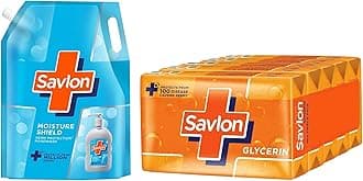 Moisturizing Glycerin Soap Bar With Germ Protection, Pack Of 5-125G Each & Savlon Moisture Shield Germ Protection Liquid Handwash Refill Pouch, 1500ml