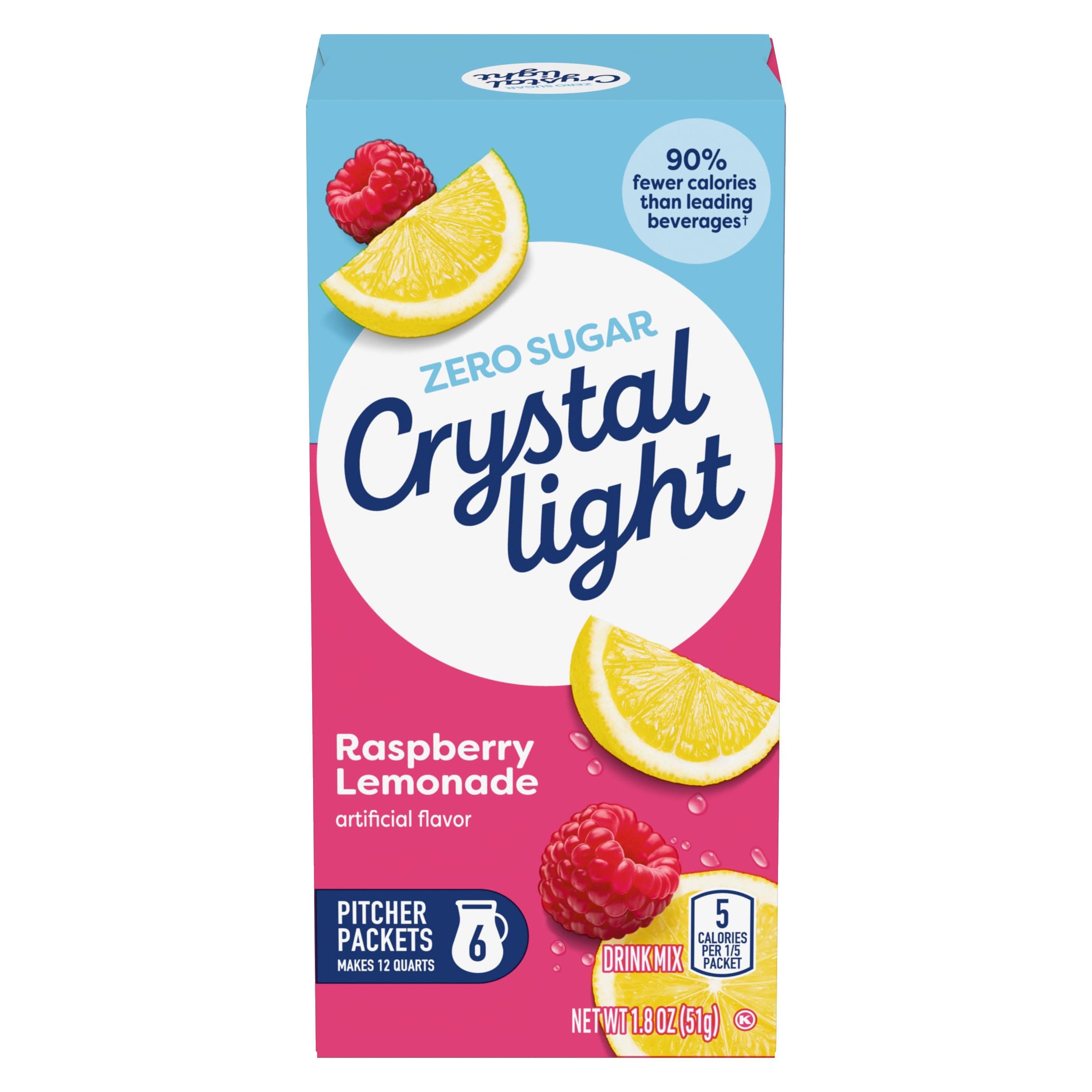 Drink Mix, 72 Pitcher Packets, for Flavorful Hydration and Shareable Refreshment, Artificially Flavored Raspberry Lemonade, Zero Sugar, Low Calorie, 1.8 oz each box