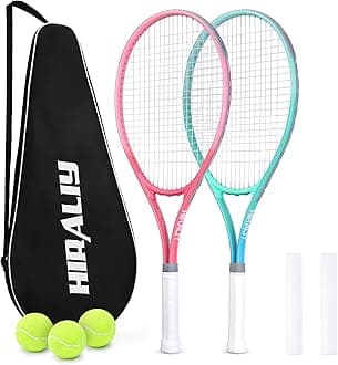 - HIRALIY Tennis Rackets 2 Pack for Adults Beginners - 27 Inch Lightweight Aluminum Tennis Racquet Set with 3 Balls & Carry Bag - Vibration Dampening & Large Sweet Spot for Men Women Couples