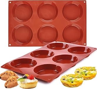 2-PK Silicone Egg Mold for Breakfast Sandwiches 3 Inch Round Muffin Top/Egg Pan, Oven Baking Silicone Molds for English Muffins, Whoopie Pies, Egg Patty Bites