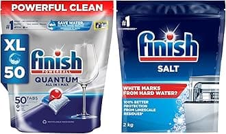 Powerball Quantum All in 1 Max Dishwasher Tablets - 50 Tabs |Best ever Clean & Shine & Finish Dishwasher Salt - 2Kg