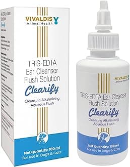 Vivaldis Clearify Tris EDTA Ear Cleaner for Dogs & Cats | Dog Ear Drops & Cat Ear Cleaning Solution | Removes Wax, Dirt & Odor | Relieves Itching & Irritation - 100ml