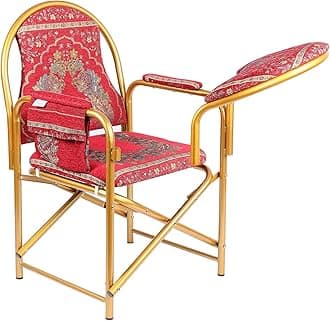 REBENUO Muslim Prayer Chair - Blue, Traditional Style - Foldable, Comfortable Cushioned Chair with Armrest and Side Pocket - Ideal for Mosques, Elders, and Those with Prayer Difficulties