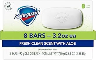 Micellar Deep Cleansing Bath Bar Soap, Washes Away 99 Percent of Bacteria, Leaves Skin Soft, Made with Plant Based Cleansers, Fresh Clean Scent with Aloe, 3.2 oz (8 Count)