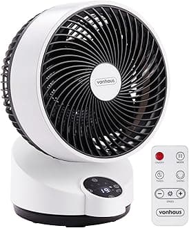 VonHaus Air Circulator Fan – Desk Fan with 3 Speeds, Three Modes, Remote Control, 12hr Timer, 65° Oscillating, Quiet Operation, LED Display, 3 Blades – Cooling for Home, Office, Living Room, Bedroom