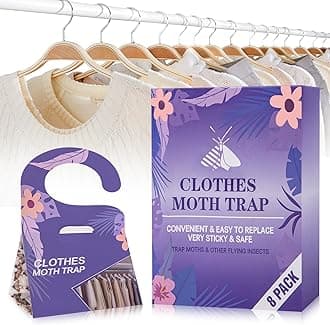 Clothing Moth Traps 8 Packs, Clothes Pantry Moth Trap with Pheromone Attractant for Carpets, Fabrics, Webbing & Case-Bearing, Effective Sticky Traps for House, Bug Repellent Indoor