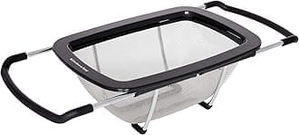 Expandable Stainless Steel Colander, One size, Black