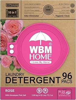 Home 10-in-1 Laundry Pods, Total 96 Count, Ultra Concentrate with Powerful Stain Lifter Technology, Fabric Softener With Rose Extracts, Detergent Pods