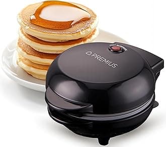 Ceramic NonStick Mini Snack Griddle Maker, 4” Mold, Quick Heat Up, Individual Fluffy Pancakes, Grilled Cheese, Eggs, Pizzas, Cookies & On-the-Go Breakfast & Lunch, Just Add Batter (Black)