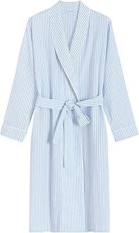 Women's Seersucker Robe Cotton Bathrobe with Pockets