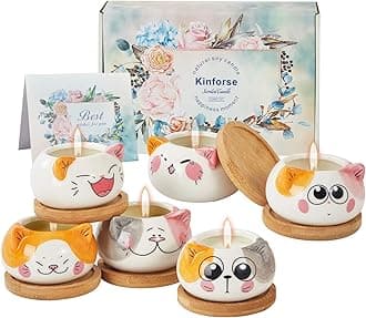 Luxury Scented Candle Gift Set for Women - 6-Piece Whimsical Cat-Themed Birthday Gifts for Her, Enchanting Aromatherapy Presents for Women, Unique Gifts for Cat Lovers