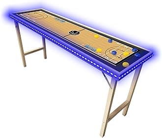 6-Foot Premium Shuffleboard Table w/Folding Legs, Pucks, and Optional LED Lights - Awesome Graphics - Choose Your Model