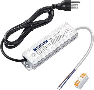 Waterproof IP67 24v Power Supply 36W 1.5A, LED Driver 120V AC to 24V DC Converter, with 3-Prong Plug and 4.9 Feet Cable - Ideal Power Supply for LED Strips and Lights