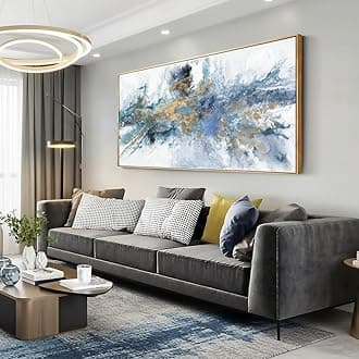 Abstract Wall Art for Living Room, Large, Framed, Navy Blue, Canvas, Abstract Wall Decor, Art Painting, Fantasy, Colorful on White Background, Modern Artwork for Living Room