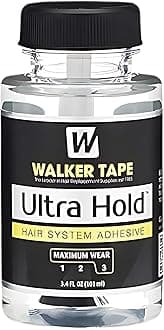- Ultra Hold Glue For Hair System By Walker Tape | Waterproof | Maximum Wear (4+ Weeks) | Clear Transperent Glue | Skin Safe (3.4FL oz 101 ML (Pack Of 1))