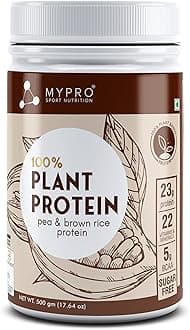 Mypro Sport NutritionPlant Protein Powder Pea & Brown Rice Protein (23g protein,22 Vitamins & minerals,5g BCAA) Plant Based Vegan Protein Supplement For Men & Women (Alphonso Mango, 500 gm)
