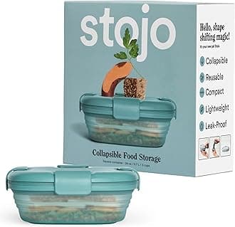 STOJO Collapsible Sandwich Box – 24oz, Reusable Food Storage Container, Silicone Bowl for Hot/Cold Food – Meal Prep, Lunch, Camping, Hiking – Dishwasher Safe (Eucalyptus Green, Set of 1)