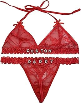 Custom Thongs with Names Bra Set - Personalized Name Thongs Customized Your LOGO, Letters Are Hand Sewn Never Fall Off