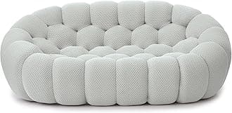 Bubble Couch, Curved Loveseat Sofa, Memory Foam Mesh Fabric Round Lazy Floor Couch, Bubble Sofa with 3D Honeycomb Shape Curved Sofas for Living Room, No-Assembly (Light Grey, 78.74")