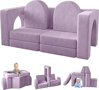 wanan Kids Couch 10PCS, Nugget Couch with Modular Kids Couch for Playroom Bedroom, 10 in 1 Multifunctional Toddler Couch for Playing, Creativing, Sleeping, Indoor Kids Sofa (Blueberry)
