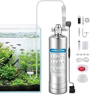 BAOSHISHAN 2L Aquarium Co2 System with Precision Regulator, External Thread Co2 Generator System with Dual Safety Valves & Solenoid, Complete Set for Aquarium Plant