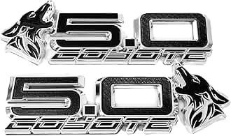 S650 Style Coyote 5.0" Fender Badges (Pair) (Chrome/Black)