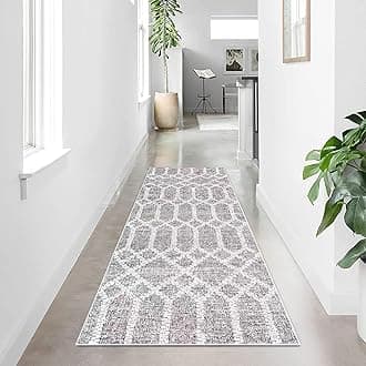 Calore Carpet Runners for Hallways Non Slip Washable Runner Rugs Long Soft Kitchen Runner Grey Hallway Hall Runners for Bedroom Hallways Living Room Kitchen (Boho Grey, 60 x 180 cm)