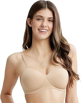 Jockey FE40 Women's Wirefree Padded Super Combed Cotton Elastane Stretch Full Coverage T-Shirt Bra with Cross Over Fit and Adjustable Straps