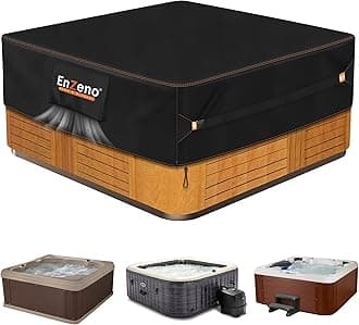 Enzeno Outdoor SPA Hot Tub Cover Waterproof Square 93 x 93 inch fit 92 x 92 or 91 x 91 or 420D Heavy Duty Cub Hot Tub Lid Protectors Protective Cover Cap