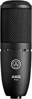 AKG Pro Audio P120 - Affordable 2/3-Inch Diaphragm Condenser Microphone for Clear Vocals & Instruments. Studio Recording or Live. XLR Connector. Black