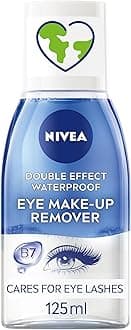 NIVEA Double Effect Waterproof Eye Make-Up Remover (125ml), Daily Use Face Cleanser for Make-Up and Mascara with Cornflower Extract and Biotin