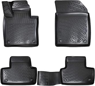 Volvo XC60 2018-2026 (No Hybrid Models) Custom Fit Floor Mats Rubber 3D Car Mats Laser Measured Floor Liners All Weather Heavy Duty Waterproof Odorless Non-Slip TPE (Front & Rear, Black)