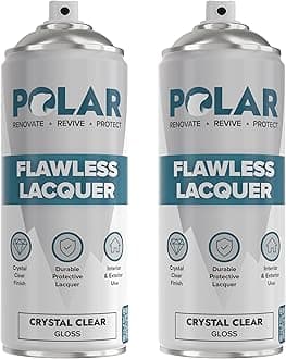 Polar Flawless Lacquer Spray - 2x400ml, Clear - Protective Coating for Wood, Ceramic, Glass, Plastic & Metal - Scratch Resistant & UV Protection - Primer for DIY, Interior & Exterior - Gloss Finish