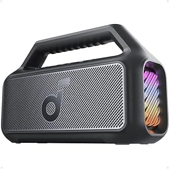 Soundcore Boom 2 Outdoor Speaker, 80W, Subwoofer, BassUp 2.0, 24H Playtime, IPX7 Waterproof, Floatable, RGB Lights, USB-C, Custom EQ, Bluetooth 5.3, Portable for Outdoors, Camping (Renewed)