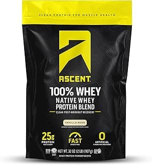 100% Whey Protein Powder - Post Workout Whey Protein Isolate, Zero Artificial Flavors & Sweeteners, Soy & Gluten Free, 5.5g BCAA, 2.6g Leucine, Essential Amino Acids, Vanilla Bean 2 lb