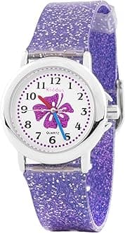 Girl Watch. with Glitter. Kids Watch for Girls. with Exercises to Learn The Time. Watches for Girls. Easy to Read. Sparkly. from 4+ Years.
