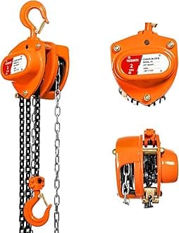 YATOINTO Chain Hoist 2 Ton(4400Lbs) Capacity 10FT Manual Hand Lift Steel Chain Block Hoist with 2 Heavy Duty Hooks Industrial Grade Steel Structures for Garages Automotive Machinery (2 Ton (4400lb))