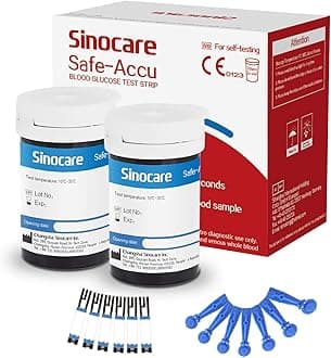 sinocare Diabetes Strips / Blood Glucose Test Strips 50 pcs No Need Code (Only For sinocare Safe Accu Blood Glucose Monitor)