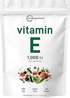 Micro Ingredients Vitamin E Oil Soft-gels,1200IU, 240 Counts, Promote Skin, Antioxidant & Immune Function, Non-GMO