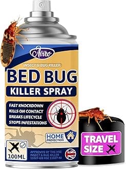 Travel Bedbug Spray - Fast Acting Professional Grade Killer for Immediate Control & Treatment of Bed Bugs & Dust Mites. Bed Bug Protection Perfect for Travel. 100ml