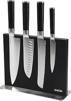 Babish 5 Piece 1.4116 German Steel Magnetic Forged Kitchen Knife Block Set
