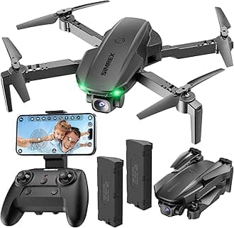 SIMREX Drone with Camera 1080P, One Key Start, Waypoint Flying, Headless Mode, Auto Follow, 3D Flip, 3 Speeds, Remote Control for Children and Adults, Black