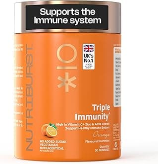 Triple Immunity Gummies with Vitamin C, Zinc and Amla extract | No-Added Sugar | Orange Flavor | 100% Vegetarian | 30 Gummy