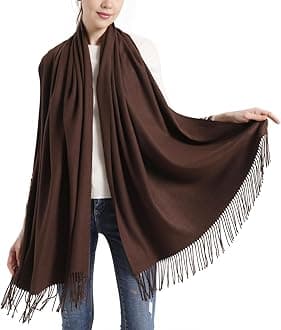 vimate Cashmere Pashmina Scarf and Shawl - Soft Women Pashminas (20 Colors), P#. Brown, 27" x 78"